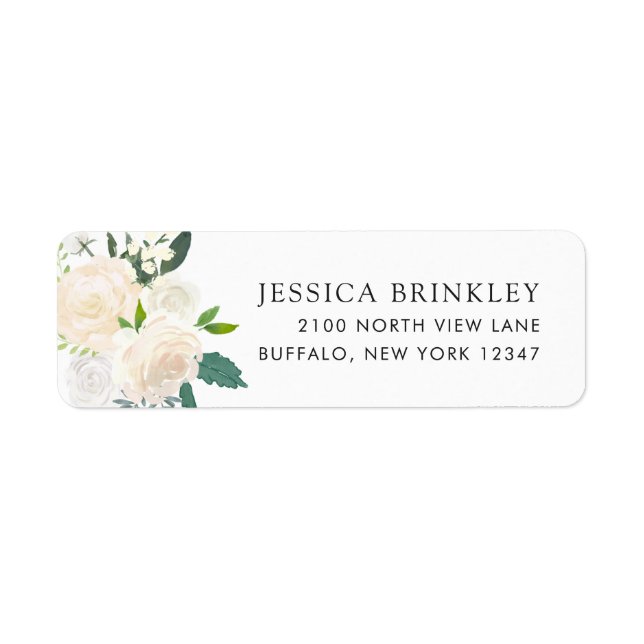 White Rose | Floral Address Label (Front)