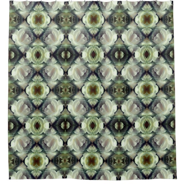 White Rose Floral Art Pattern Shower Curtain (Front)