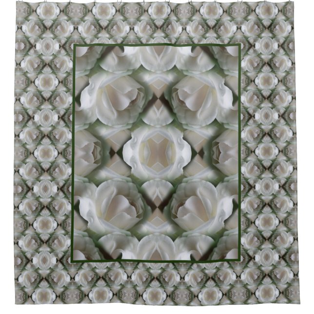White Rose Floral Art Pattern  Shower Curtain (Front)