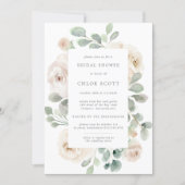 White Rose Floral Botanical Bridal Shower Invitation (Front)