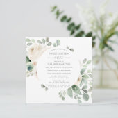 White Rose Floral Botanical Sweet Sixteen Party In Invitation (Standing Front)