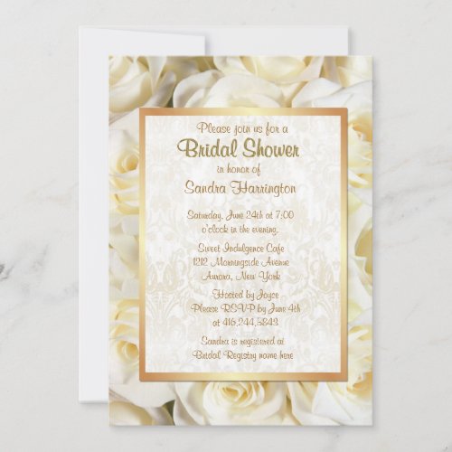 White Rose Floral Bridal Shower Announcement