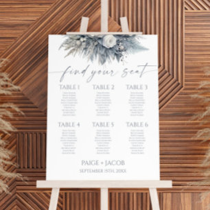 White Rose Floral Flower Wedding Seating Chart Foam Board