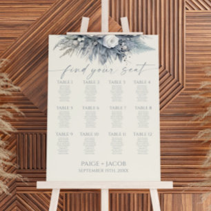 White Rose Floral Flower Wedding Seating Chart Foam Board