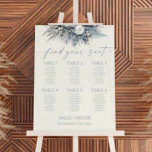White Rose Floral Flower Wedding Seating Chart Foam Board