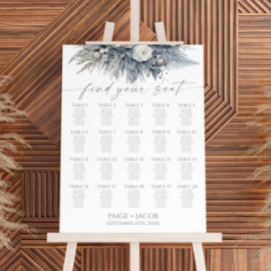 White Rose Floral Flower Wedding Seating Chart Foam Board