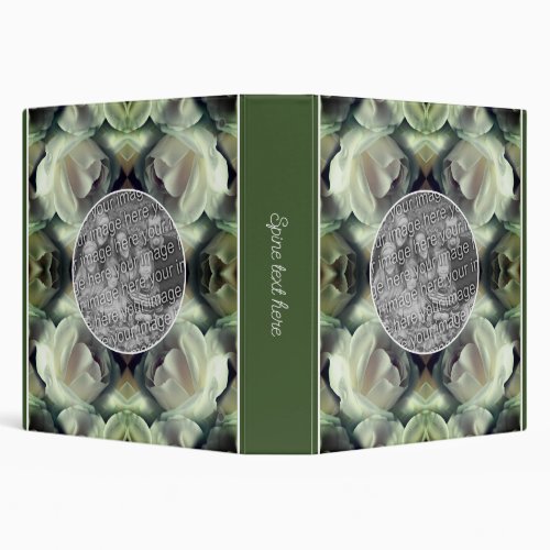 White Rose Floral Frame Add Your Own Photo 3 Ring Binder