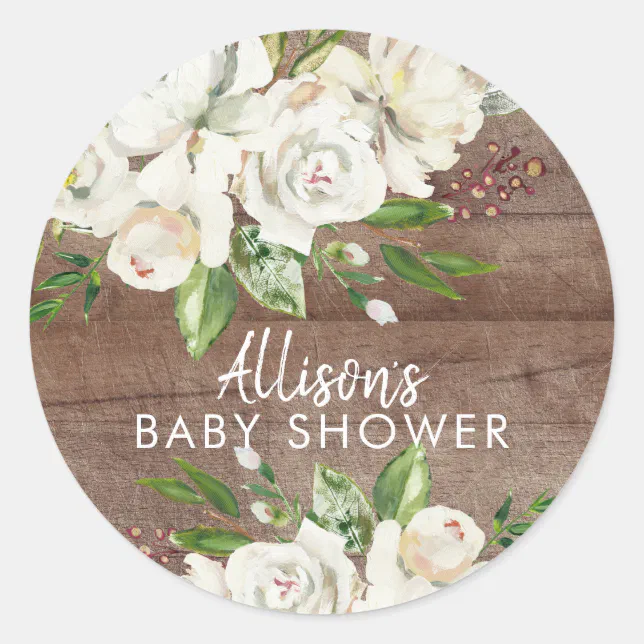 White Rose Floral Girls Baby Shower Envelope Seal | Zazzle