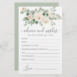 White Rose Floral Greenery Advice and Wishes Card<br><div class="desc">A beautiful white rose floral border tops this Advice and Wishes card. If you need more matching products please message me.</div>