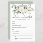 White Rose Floral Greenery Advice and Wishes Card<br><div class="desc">A beautiful white rose floral border tops this Advice and Wishes card. If you need more matching products please message me.</div>