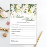 White Rose Floral Greenery Well Wishes Advice Card<br><div class="desc">White Rose Floral Greenery Well Wishes Advice Card.
Personalize with the bride to be's name and date of shower. 
For further customization,  please click the "customize further" link. If you need help,  contact me please.</div>