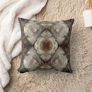 White Rose Floral Nature Art Vintage Throw Pillow