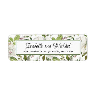 White Rose Floral Return Address Labels