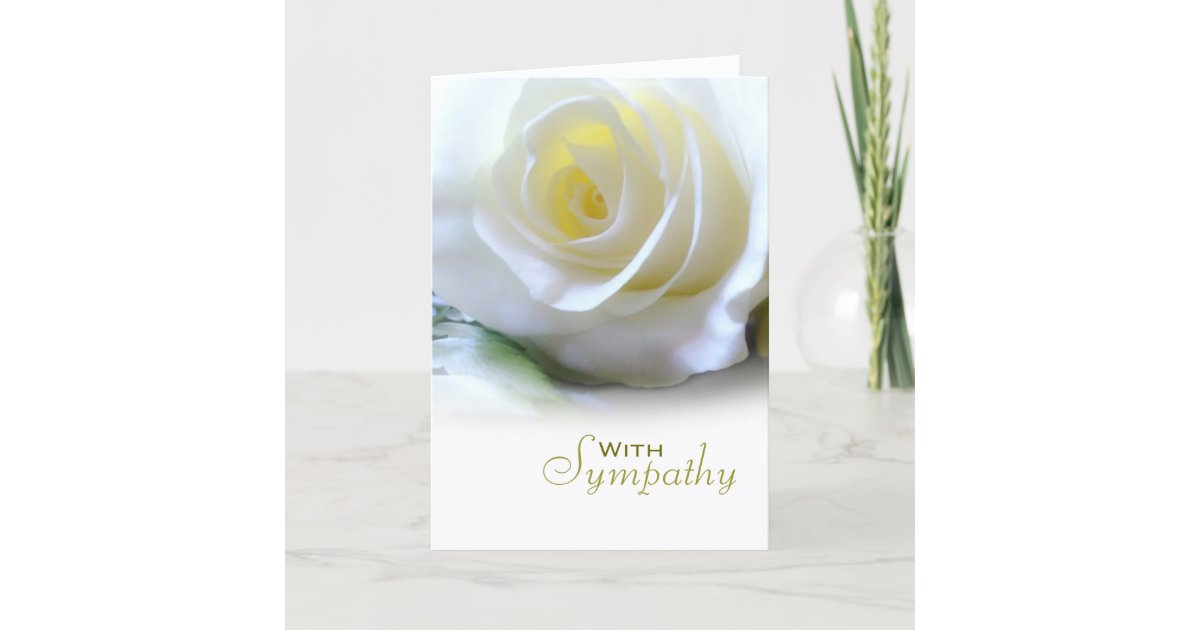 White Rose Floral Sympathy Condolences Card
