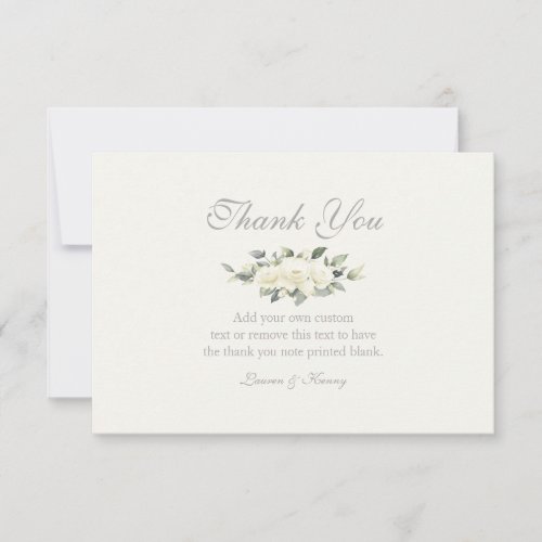 White Rose Floral Thank You Cards