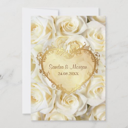 White Rose Floral Wedding Invitation