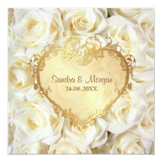 Elegant Wedding White Cream Rose Invitations Announcements Zazzle White Rose Fl Wedding Invitation