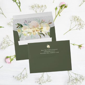 White Rose Floral Wedding | Olive Green