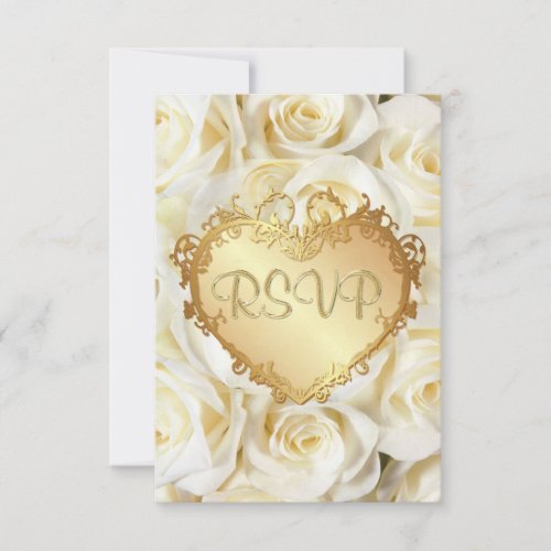 White Rose Floral Wedding RSVP