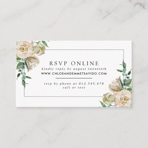 White Rose Floral Wedding Website RSVP Enclosure Card
