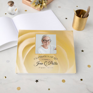 White Rose Flower Celebration of Life Memorial Guest Book