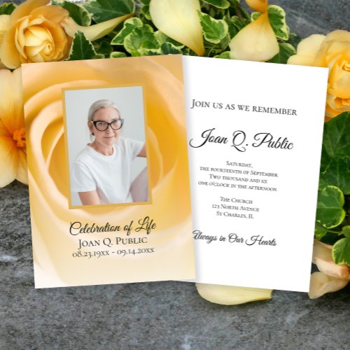 White Rose Flower Celebration of Life Memorial Invitation
