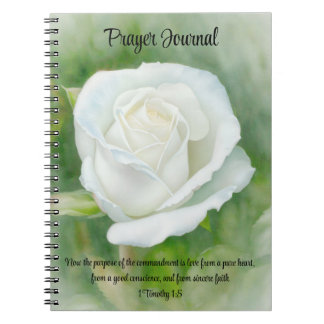 White Rose Flower Faith Bible Verse Prayer Journal