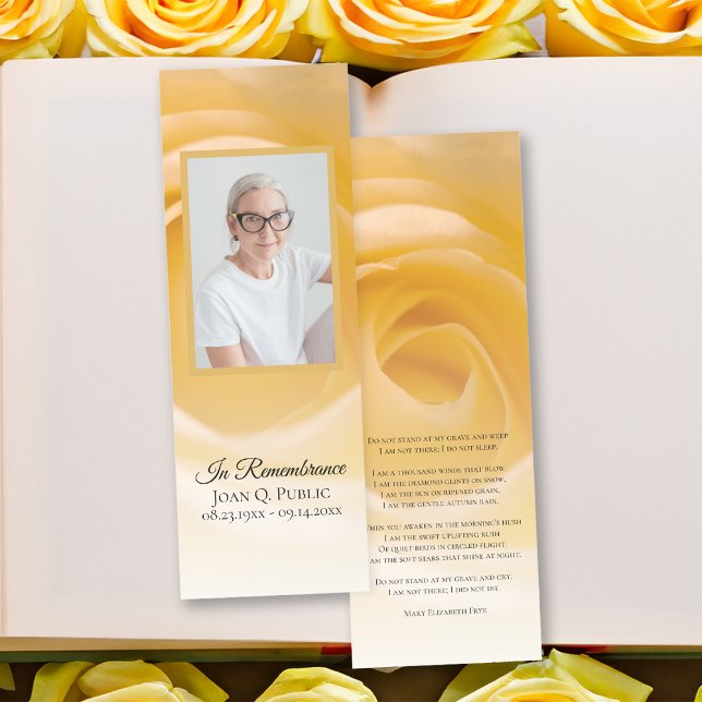 White Rose Flower Funeral Prayer Card Bookmarks (Creator Uploaded)