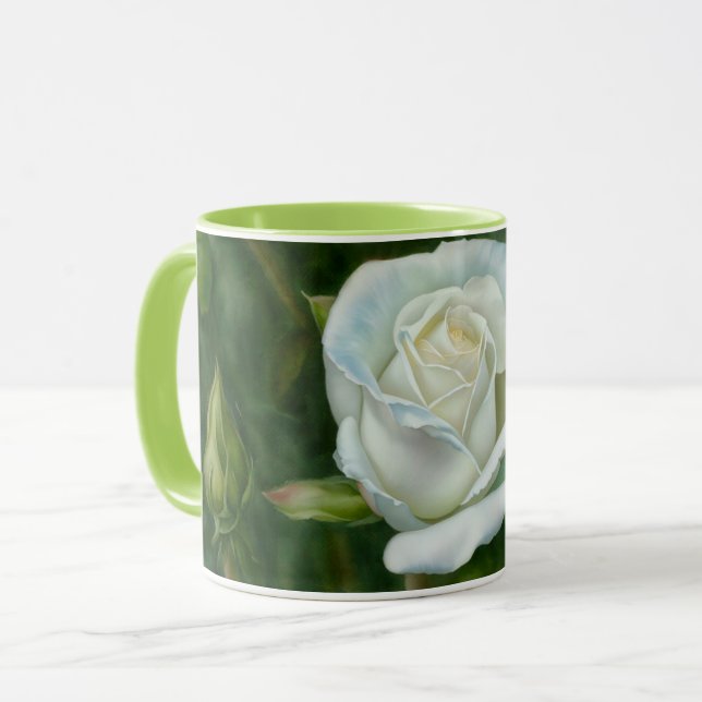 White Rose Flower Garden Art Mug Cup (Front Left)