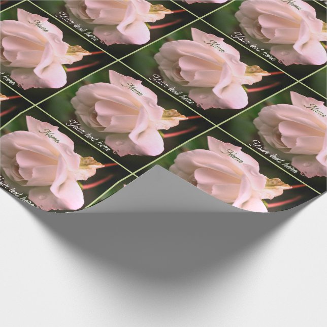 White Rose Flower Personalized Wrapping Paper (Corner)