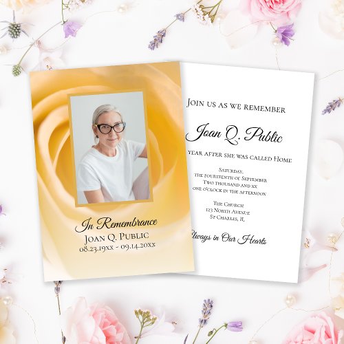 White Rose Flower Petals Death Anniversary Invitation