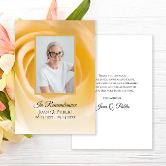 White Rose Flower Petals Funeral Memorial Sympathy Thank You Card