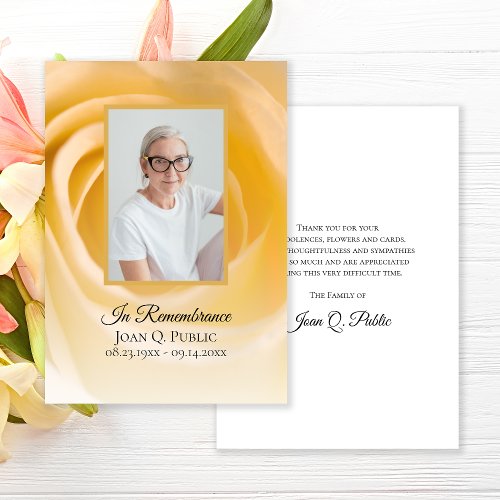 White Rose Flower Petals Funeral Memorial Sympathy Thank You Card