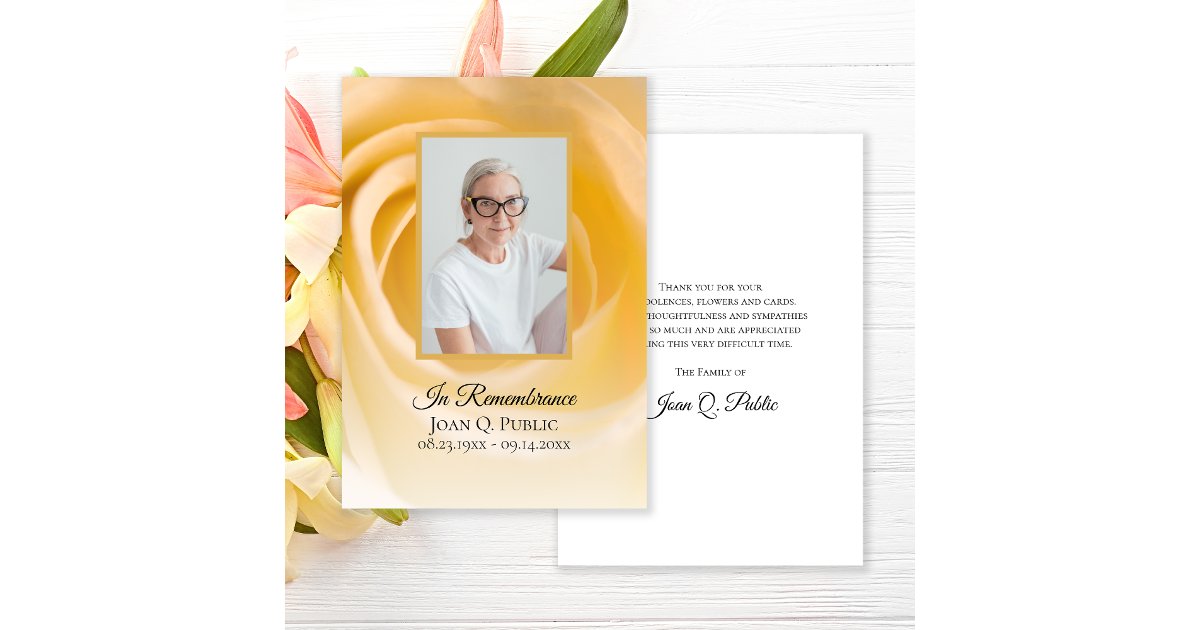 White Rose Flower Petals Funeral Memorial Sympathy Thank You Card | Zazzle