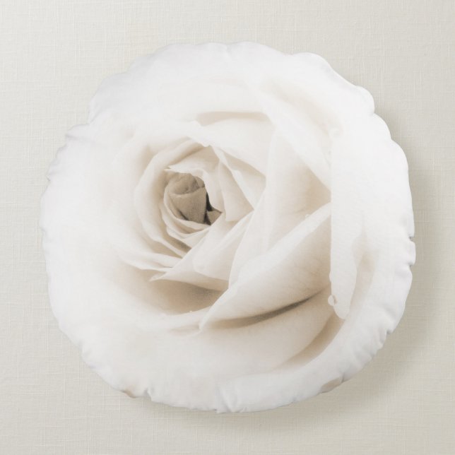 White rose flower round pillow (Front)