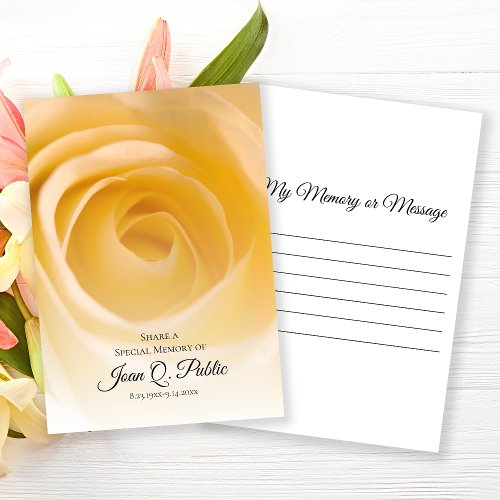 White Rose Flower Share a Memory Funeral  Note Card