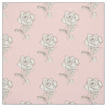 White Rose Flowers Baby Pink Pastel Blush  Fabric