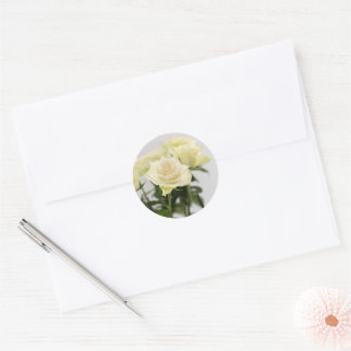 White Rose Flowers Elegant Floral Photograph Classic Round Sticker