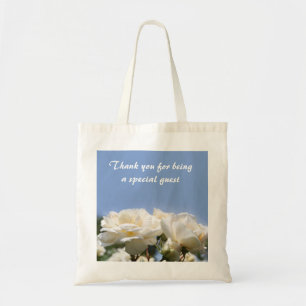 white rose flowers  wedding favor thank you tote bag