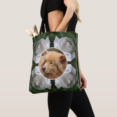 White Rose Frame Create Your Own Pet Photo  Tote Bag