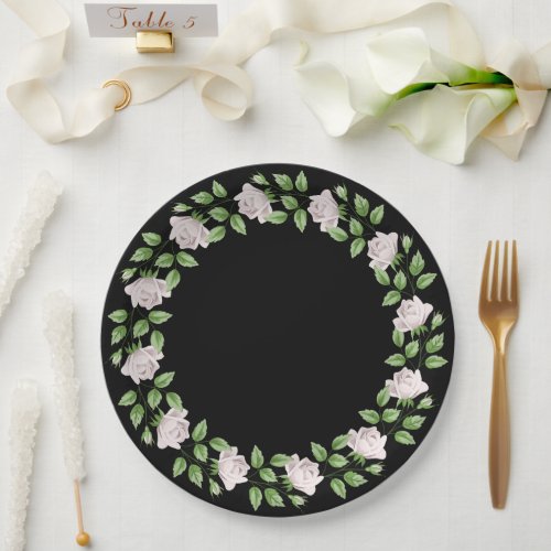 White Rose Framed Paper Plate