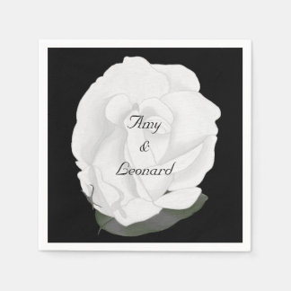 White Rose Full Bloom Personalized Napkins