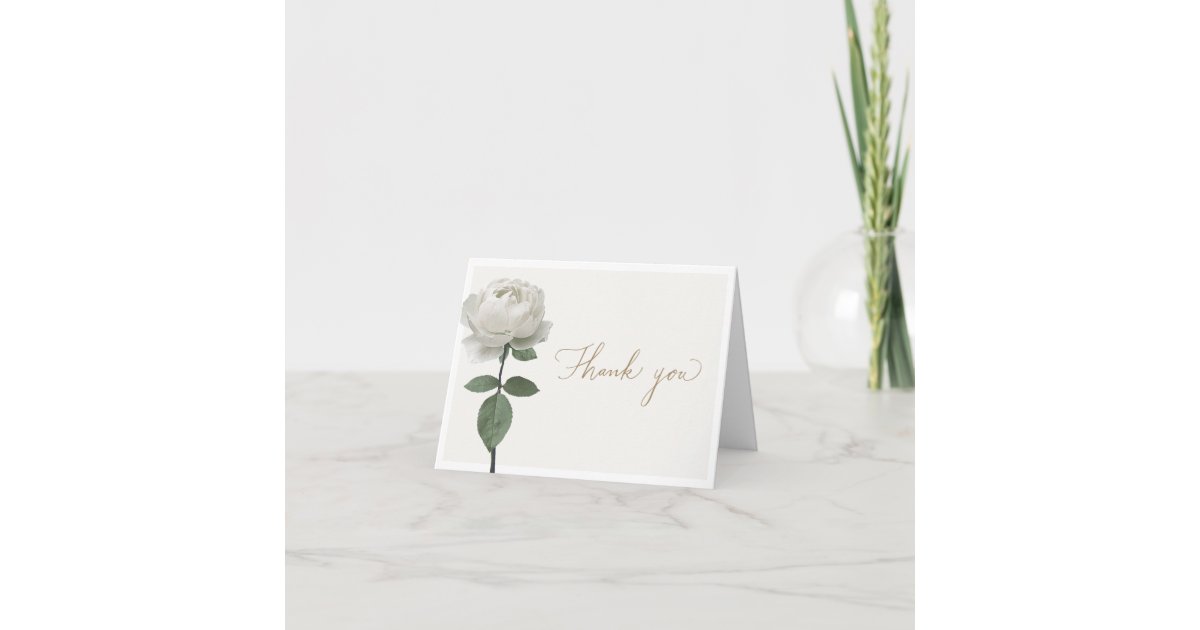 White Rose Funeral & Sympathy Thank You Folded Card | Zazzle