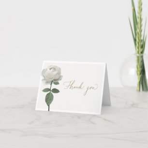 White Rose Funeral & Sympathy Thank You Folded Card