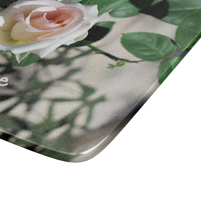 White Rose Glass Cutting Board (Corner)