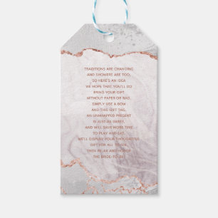 White & Rose Gold Agate Gilt Bridal Display Shower Gift Tags