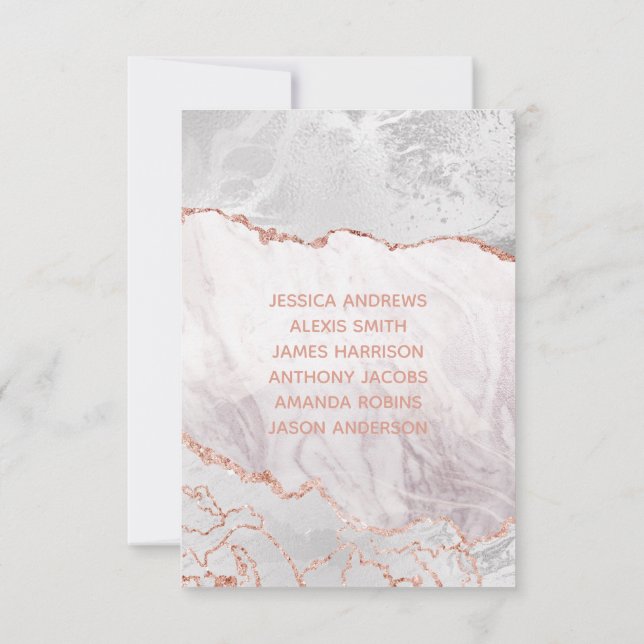 White & Rose Gold Agate Gilt Table Number Seating (Back)