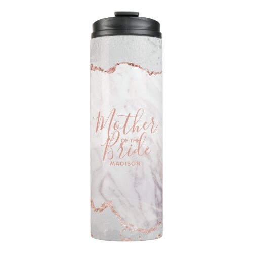 White  Rose Gold Agate Marble Mother of the Bride Thermal Tumbler