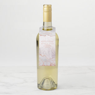 White & Rose Gold Agate Marble Wedding Thank You Bottle Hanger Tag