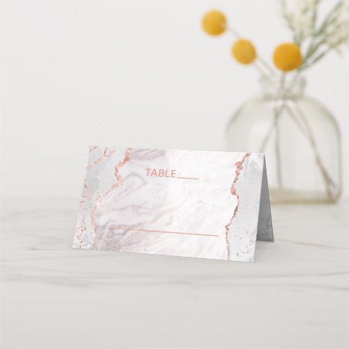 White  Rose Gold Agate Seating Table Number Place Card